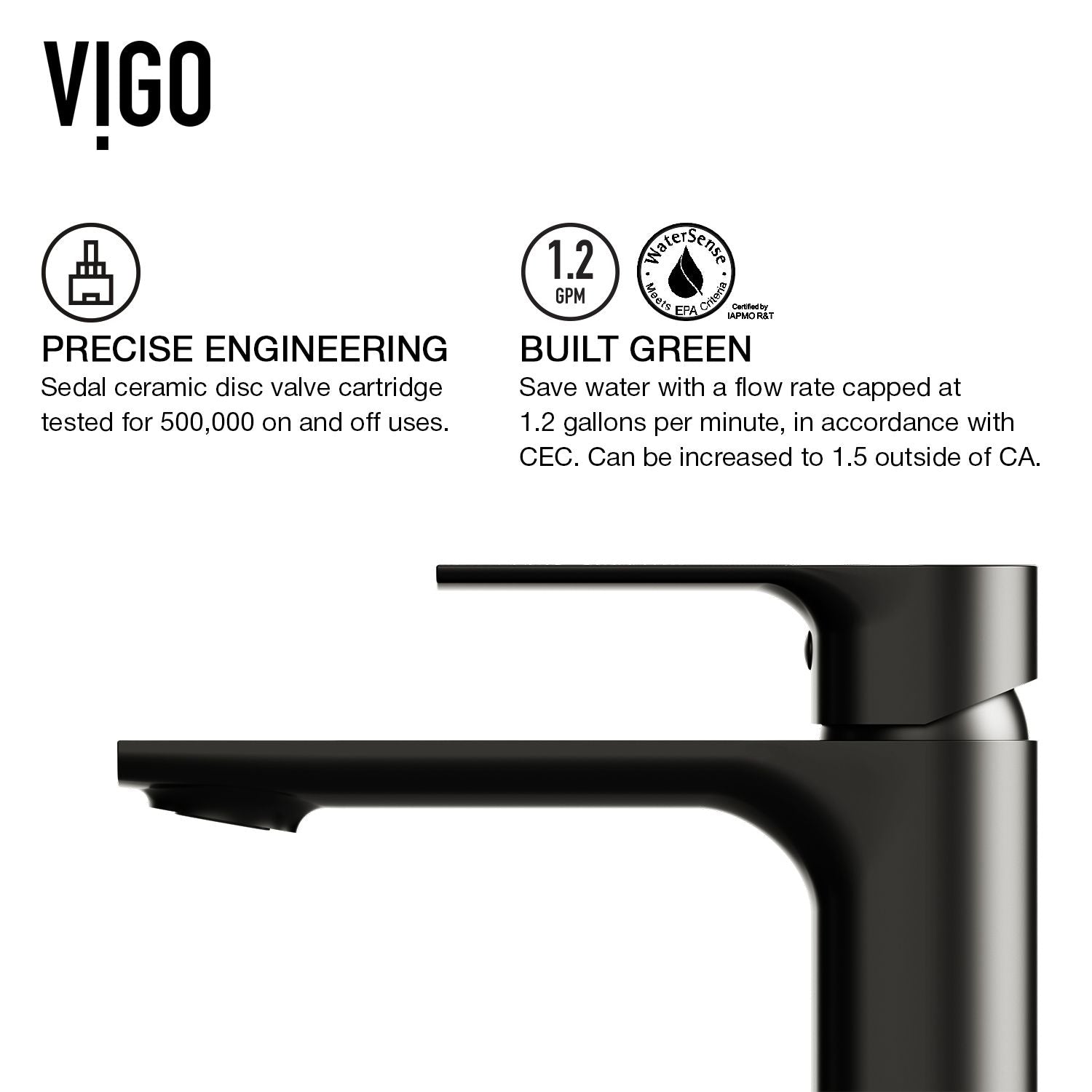 VIGO Davidson Single Handle Single Hole Bathroom Sink Faucet, WaterSense Certified, Matte Black