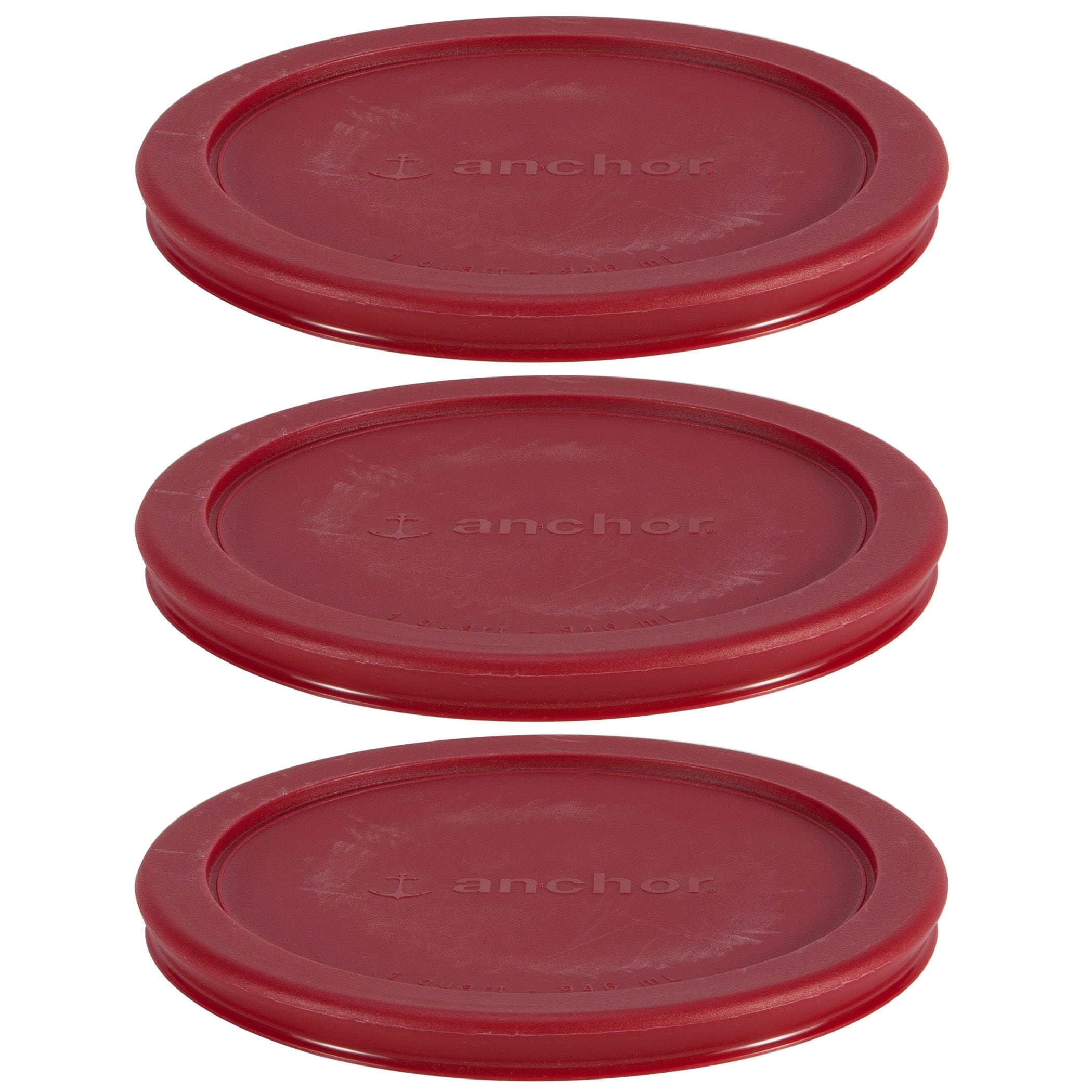 Anchor Hocking Plastic Lid Set, Red, 3-pc x 4-Cup