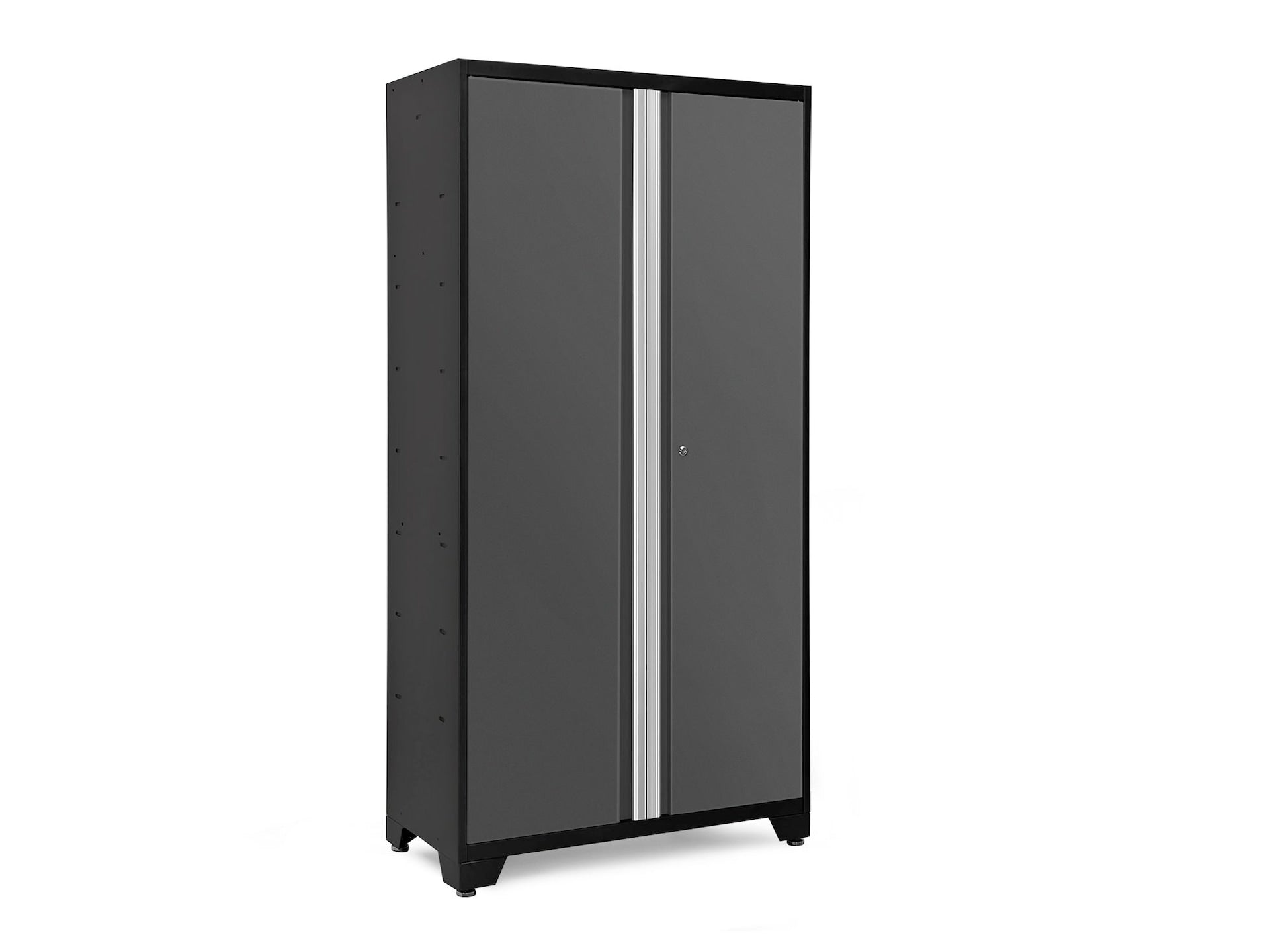 NewAge Bold Series Lockable 24-Gauge Steel RTA Storage Locker with 3 Shelves, Grey/Black, 42-in