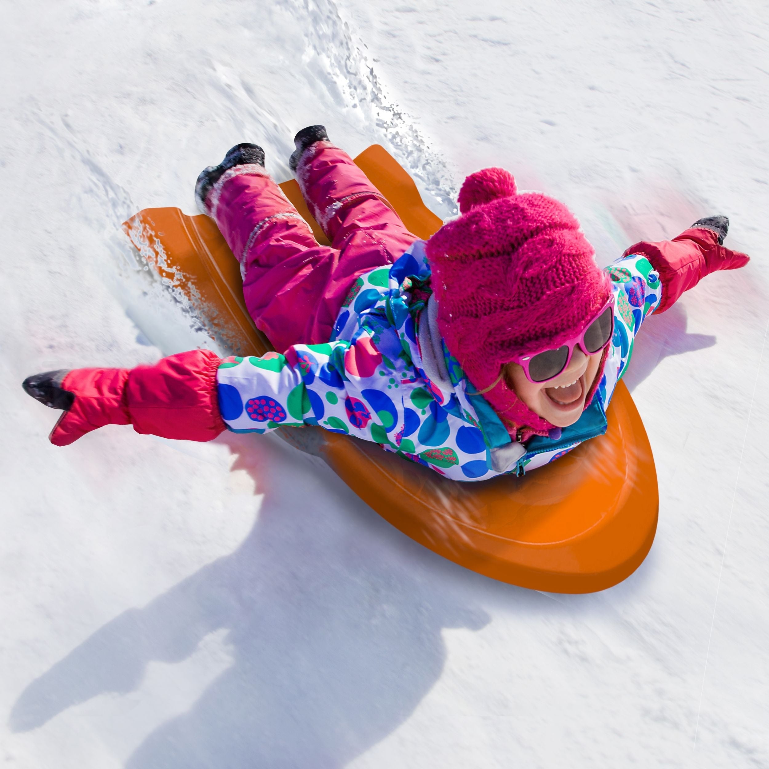 Torpedo Kids' 2-Person Lightweight Plastic Winter Snow Sled Toboggan