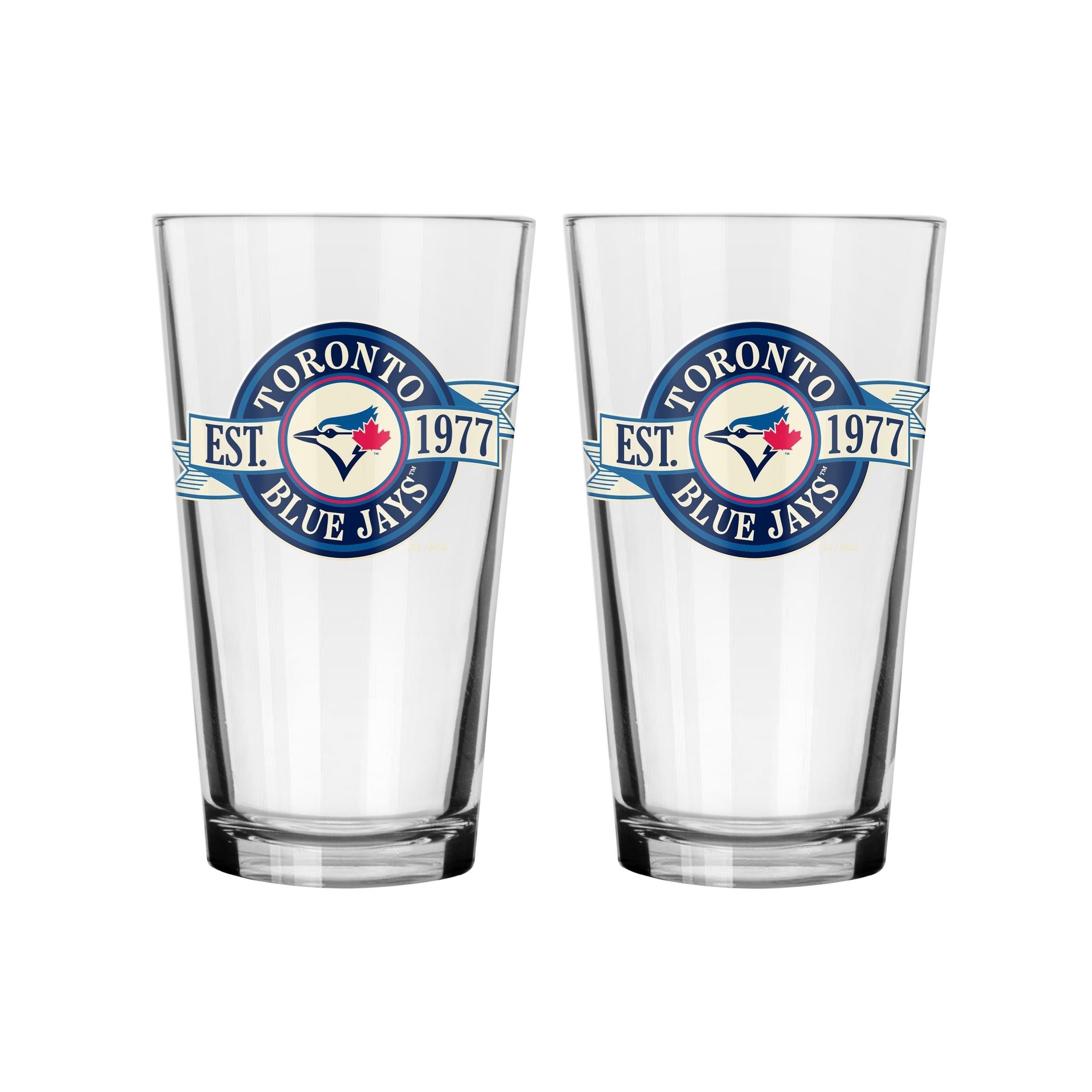 Toronto Blue Jays Pint Drinking Glass Set For MLB Baseball Fans/Collectors, 16-oz, 2-pk