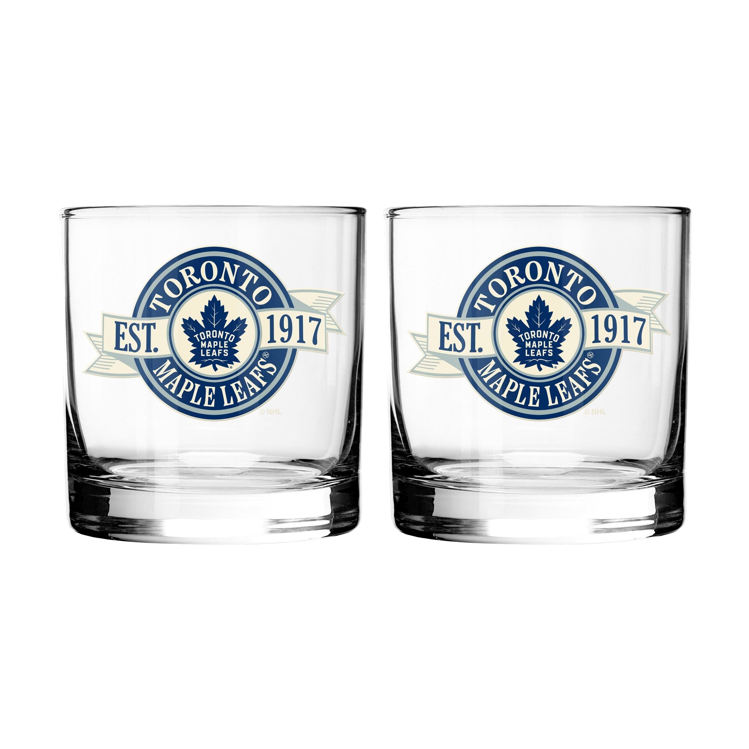 NHL Toronto Maple Leafs Hockey Rocks Glass, 2-pk