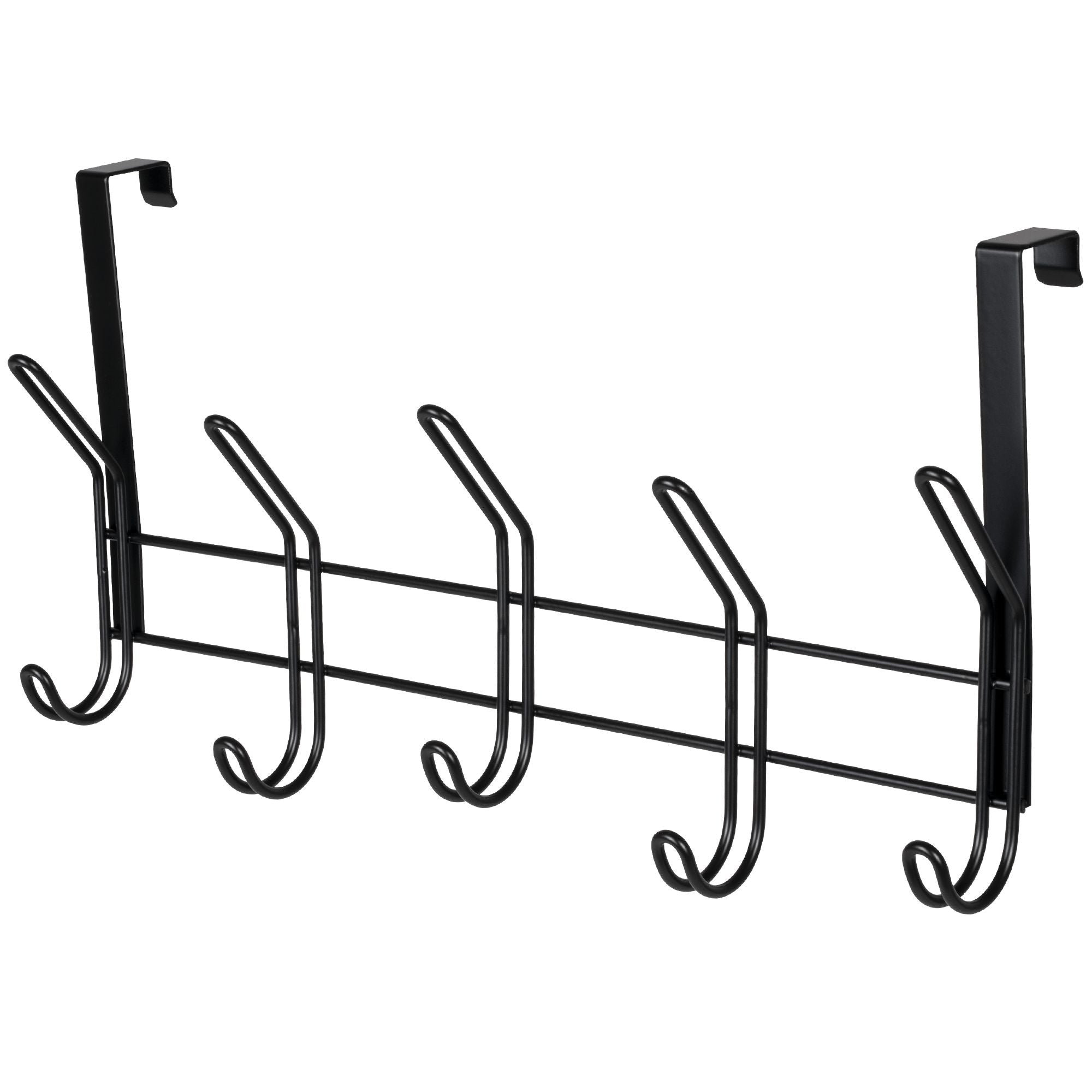 Neatfreak 19" Over The Door Double Metal 5 Hook, Black