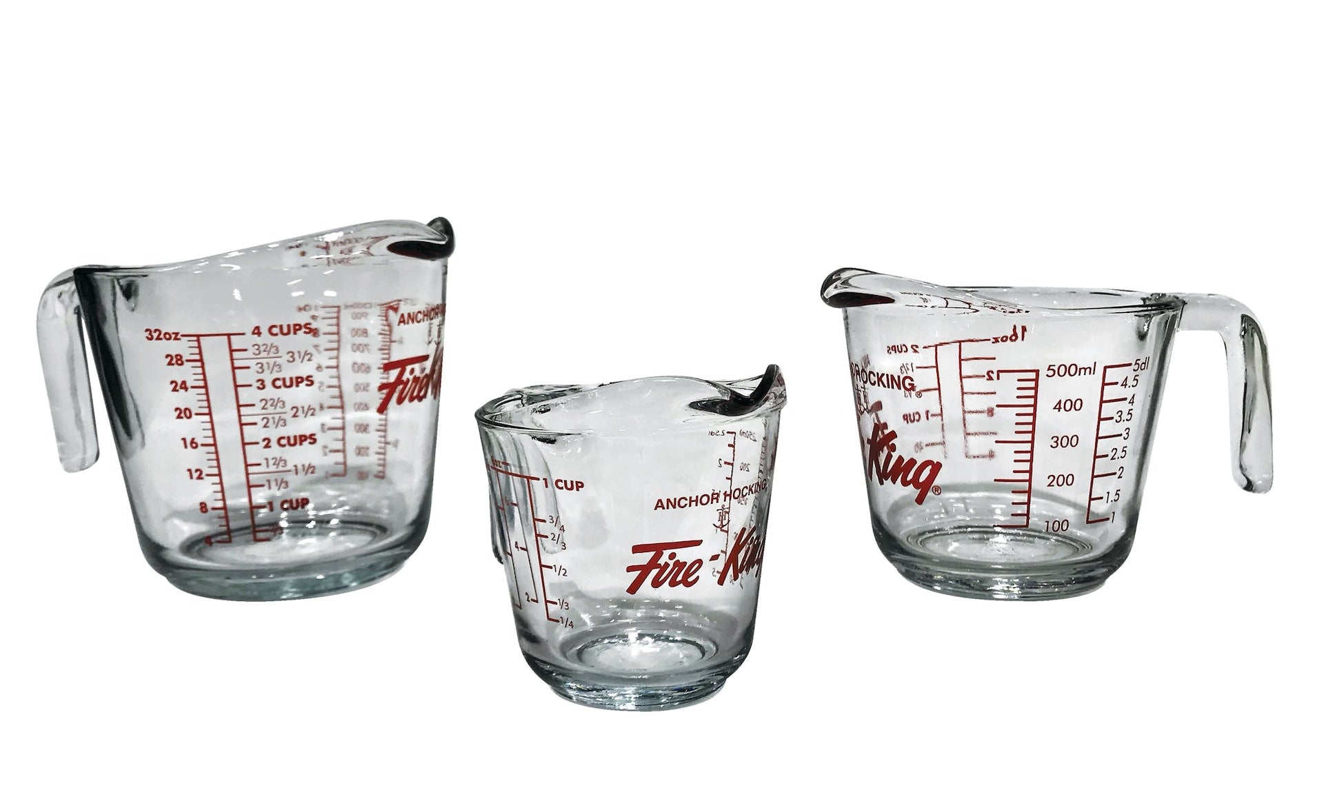 Anchor Hocking Glass Measuring Cup Set, Assorted Sizes, 3-pc