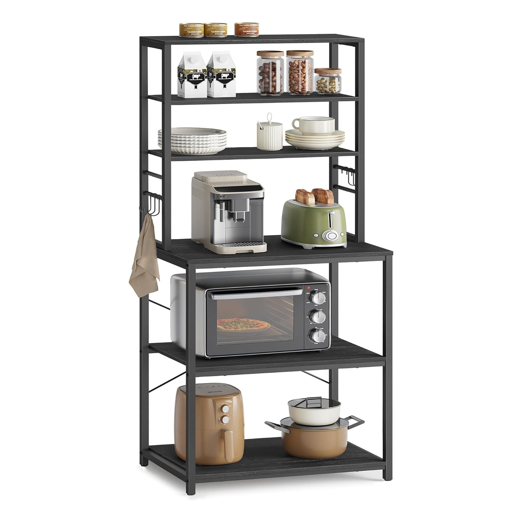 Songmics Home Oak/White Baker's Rack with Charging Station