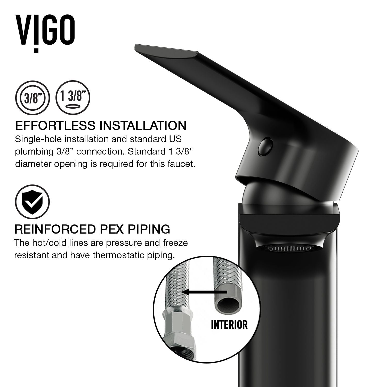 VIGO Davidson Single Handle Single Hole Bathroom Sink Faucet, WaterSense Certified, Matte Black