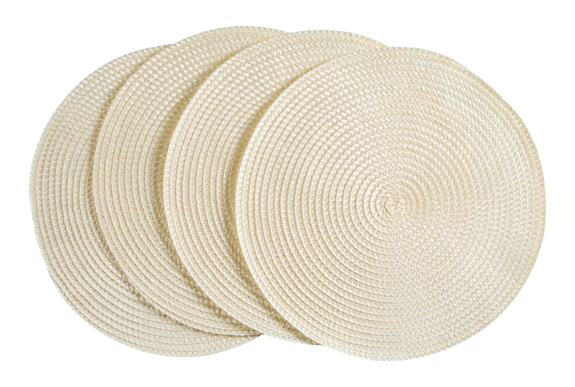 CANVAS Braided Round Placemats, Cream, 4-pk
