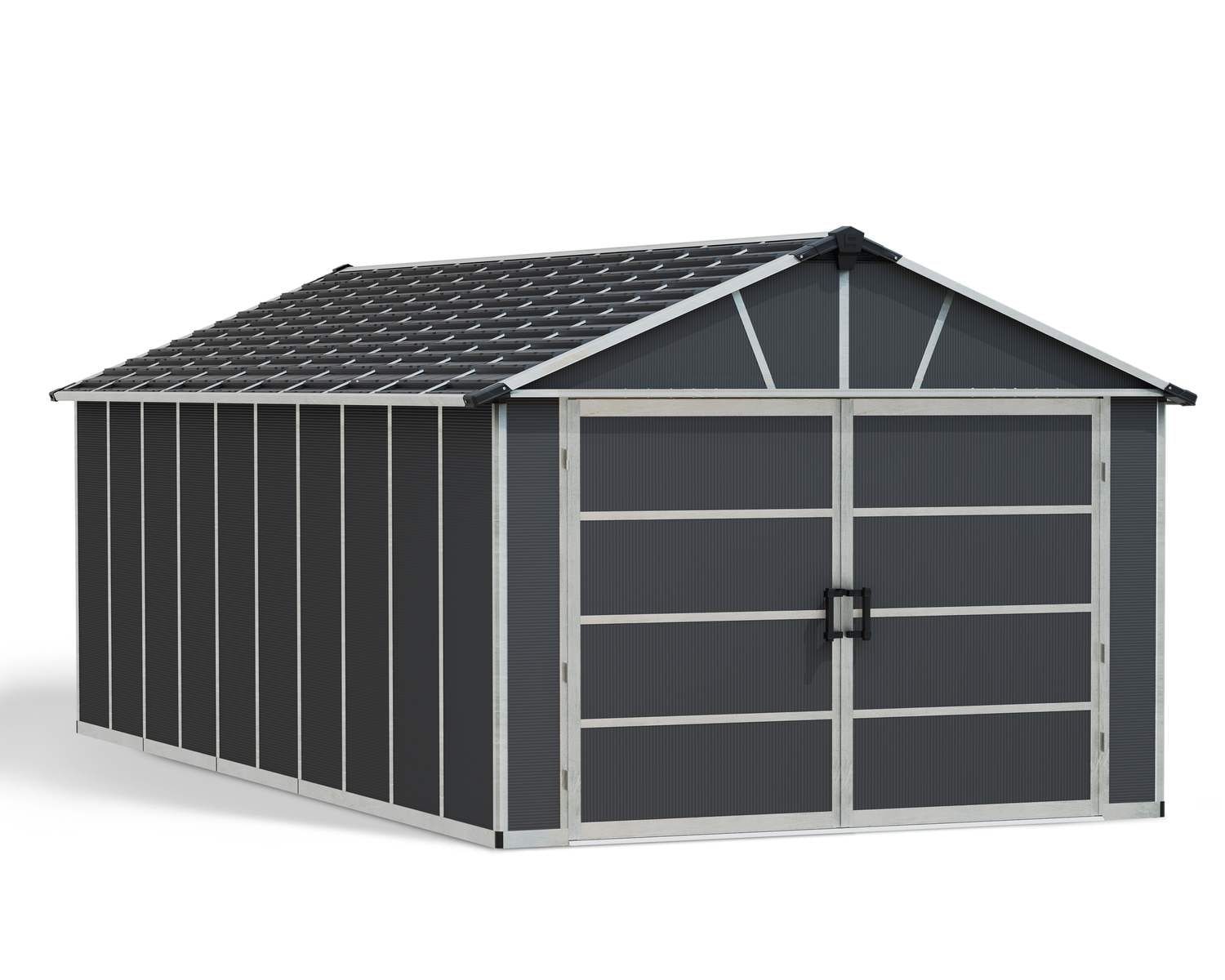 CANOPIA by Palram Yukon 2-Door Car Garage/Utility Storage Shed Kit, Dark Grey, 11x21-ft