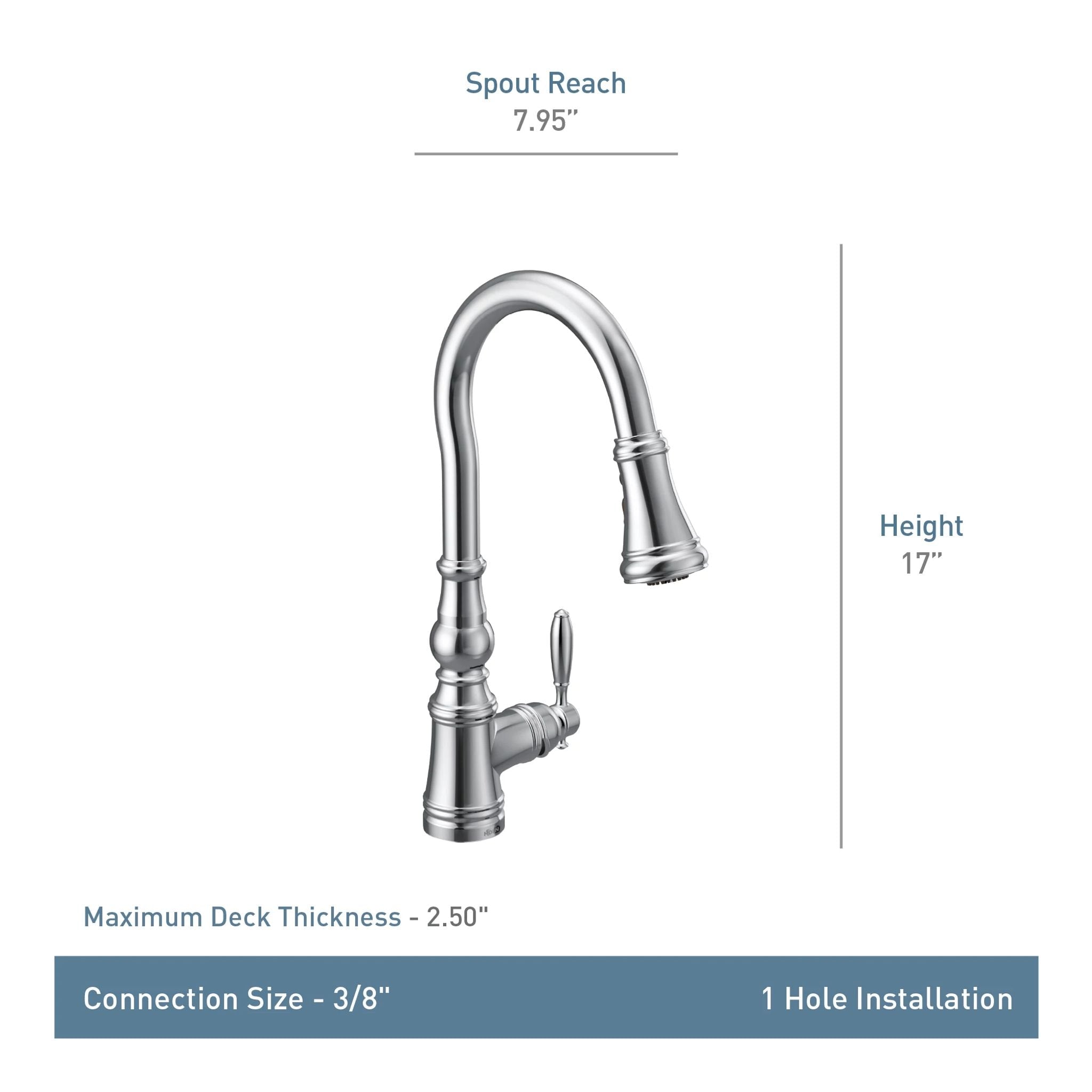 Moen Weymouth Single Handle High Arc Pull Down Sprayer Kitchen Faucet with Power Boost, Brushed Gold