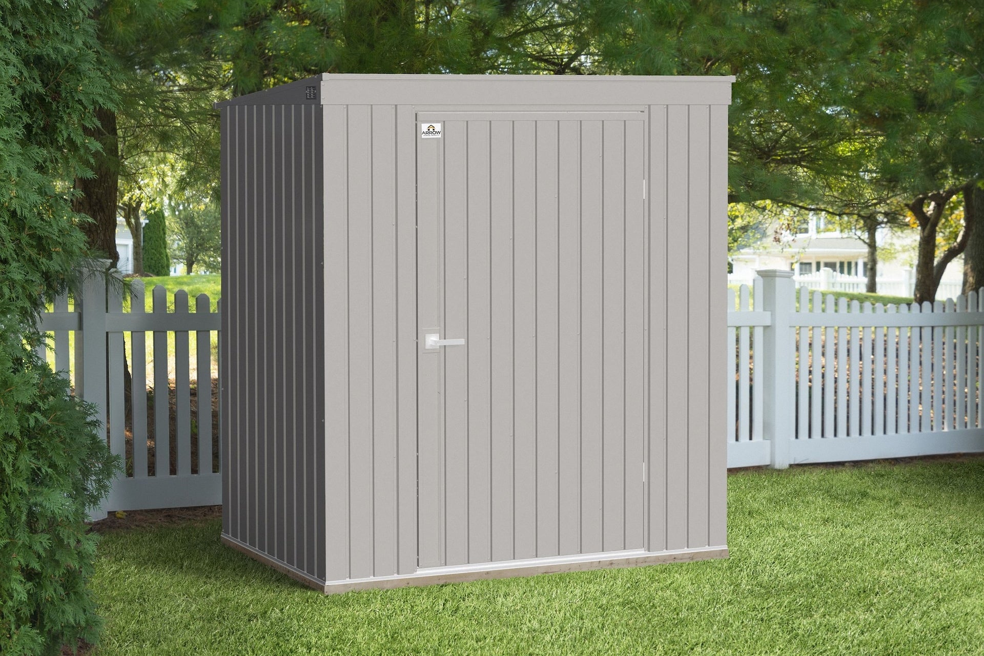 Arrow Elite Steel Storage Shed with Pent Roof, Cool Grey, 6-ft x 4-ft